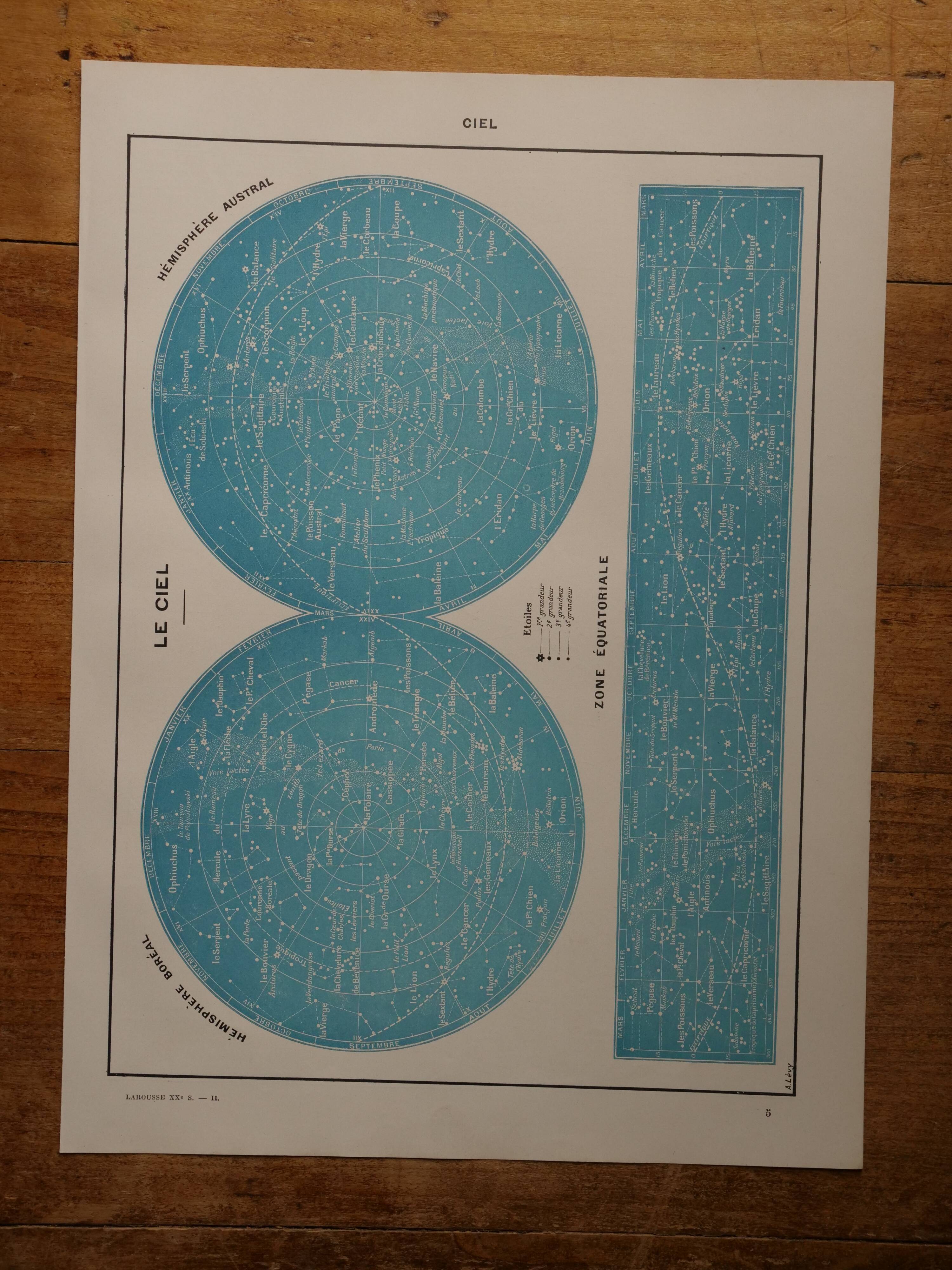 Set of 2 original lithographs on the sky and the moon