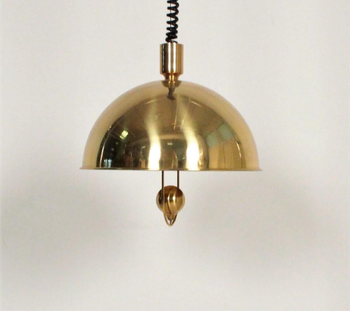 Florian Schulz Brass Pendant with Lights, Germany, 1970