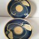 Pair of handcrafted bowls by Le Fer Rouge with blue and beige decor