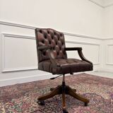English Chesterfield Office Chair Oxblood