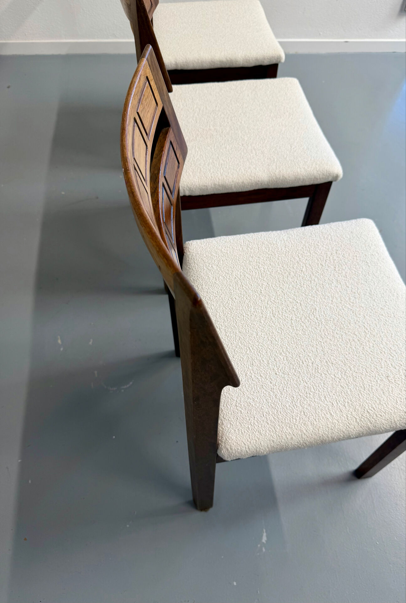 Lot de 6 chaises palissandre forme géométriques design italien 1960