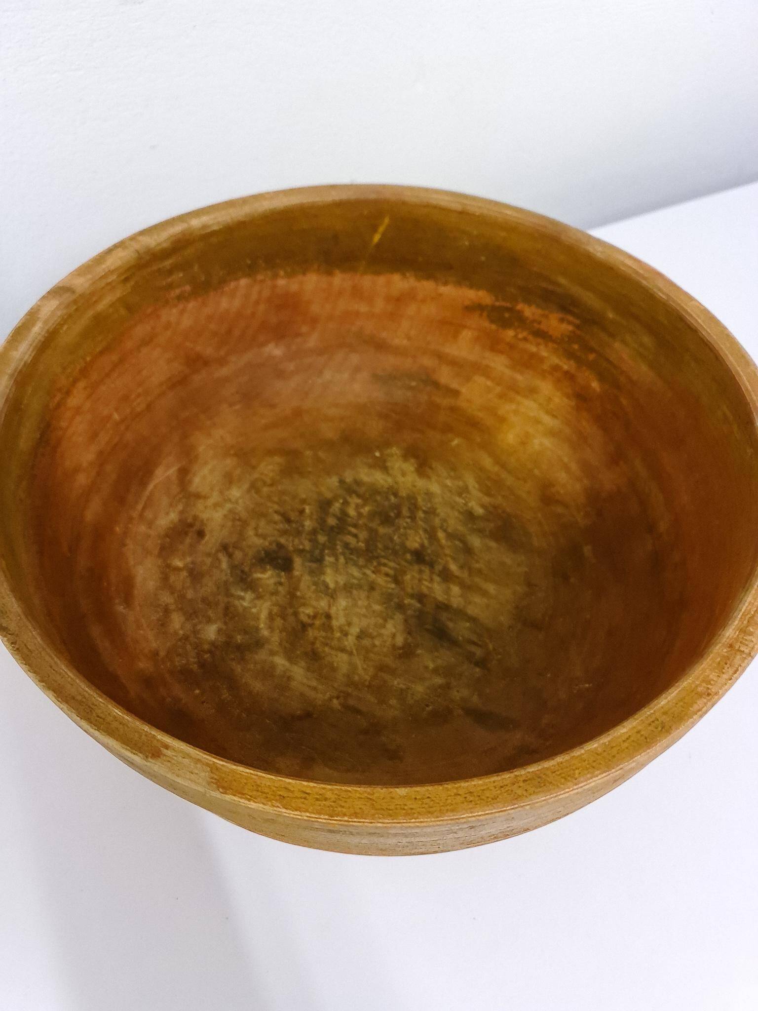 Swedish folk art, large unique agricultural bowl from the early 19th century in painted wood.