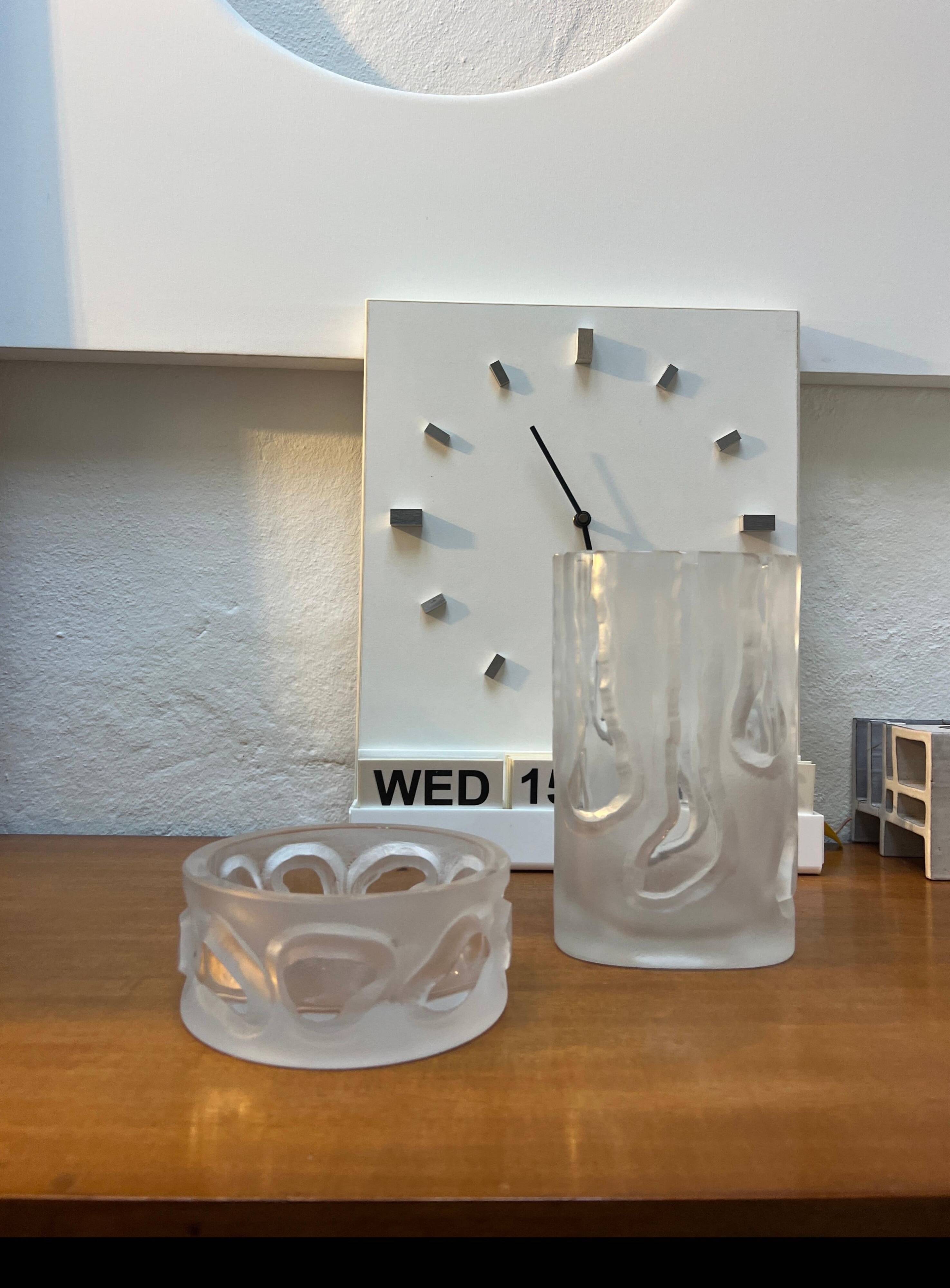 Decorative Organic Glass Vases, set of two engraved sculptural pieces, vintage