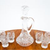 Crystal decanter with glasses, Poland, 1960s