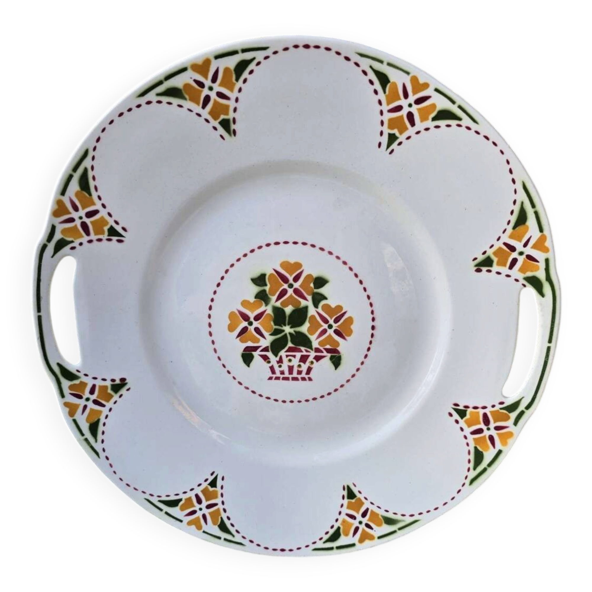 Art Deco cake dish in earthenware (advertising item from the 1930s to 1950s)