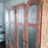 Vintage wooden wardrobe, 4 doors, cloakroom style.