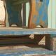 Banc repose-pieds patiné