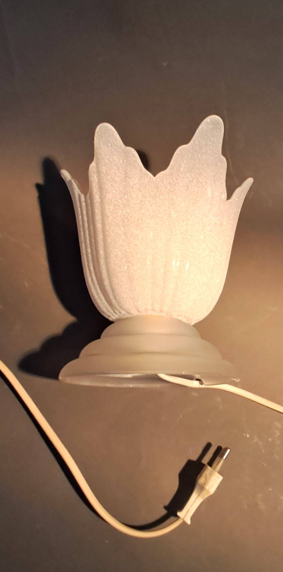 Art Deco style 1960s bedside lamp in molded and granite glass.