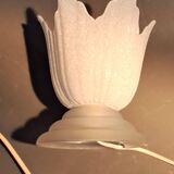 Art Deco style 1960s bedside lamp in molded and granite glass.