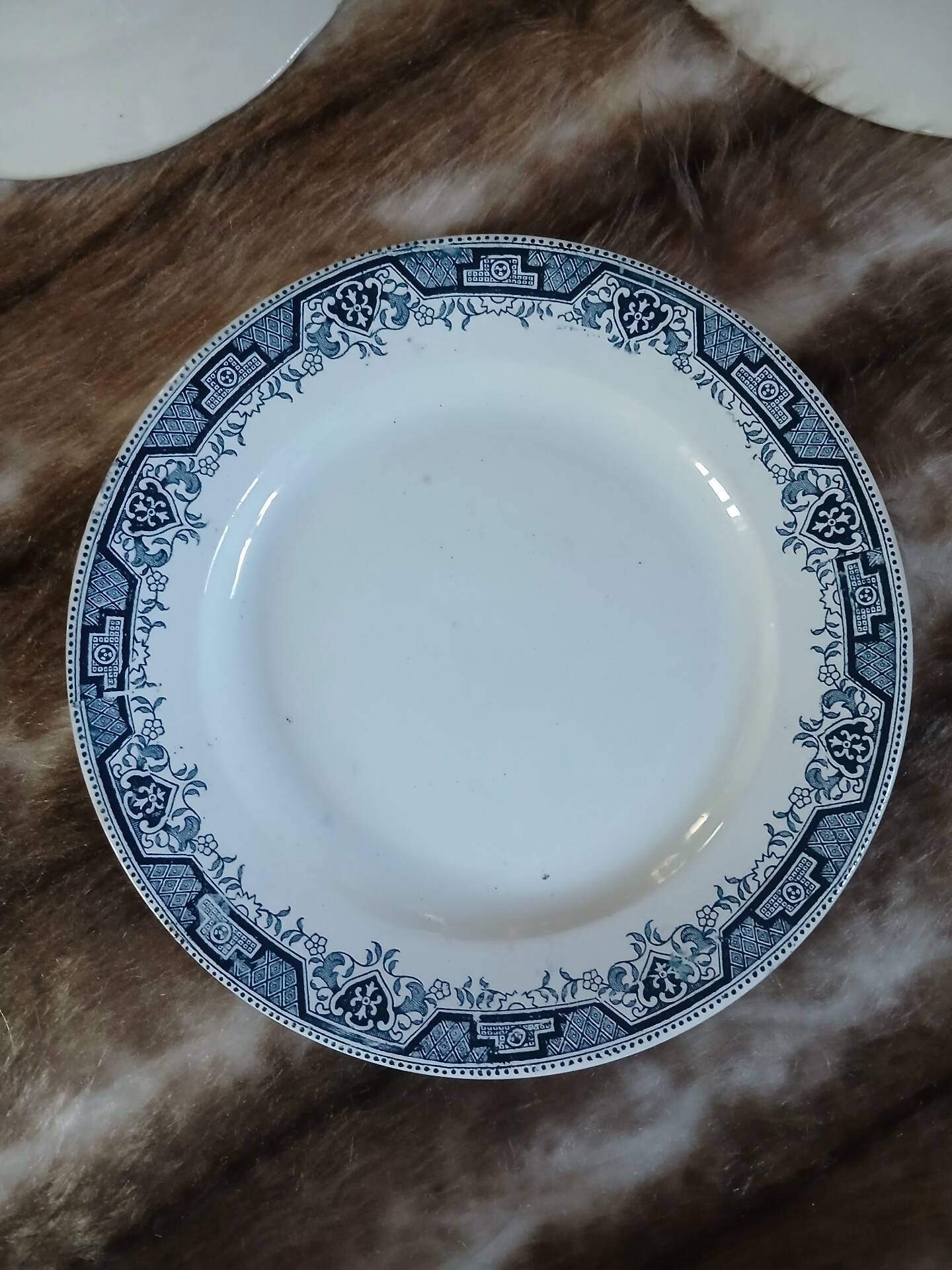 20 mismatched antique flat plates in ironstone