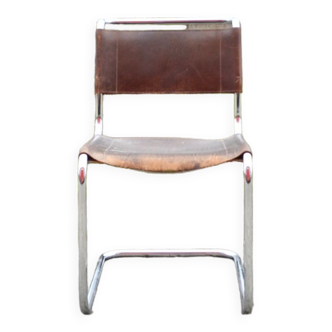 Thonet S 33 Vintage Brown Leather Chair Mart Stam Cantilever