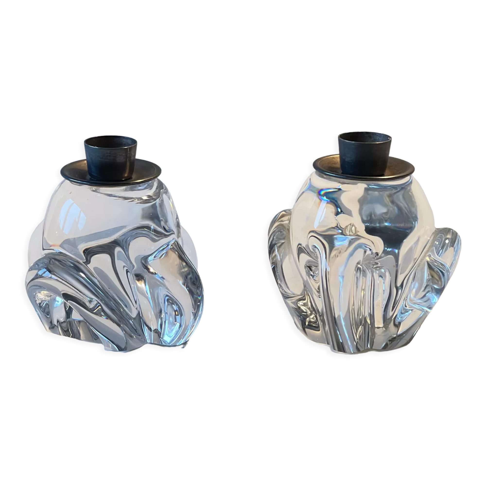 Pair of vintage crystal candle holders