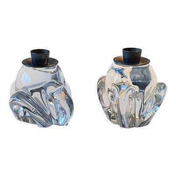 Pair of vintage crystal candle holders