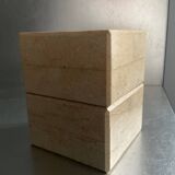 Pair of vintage travertine cube candlesticks from the 70s