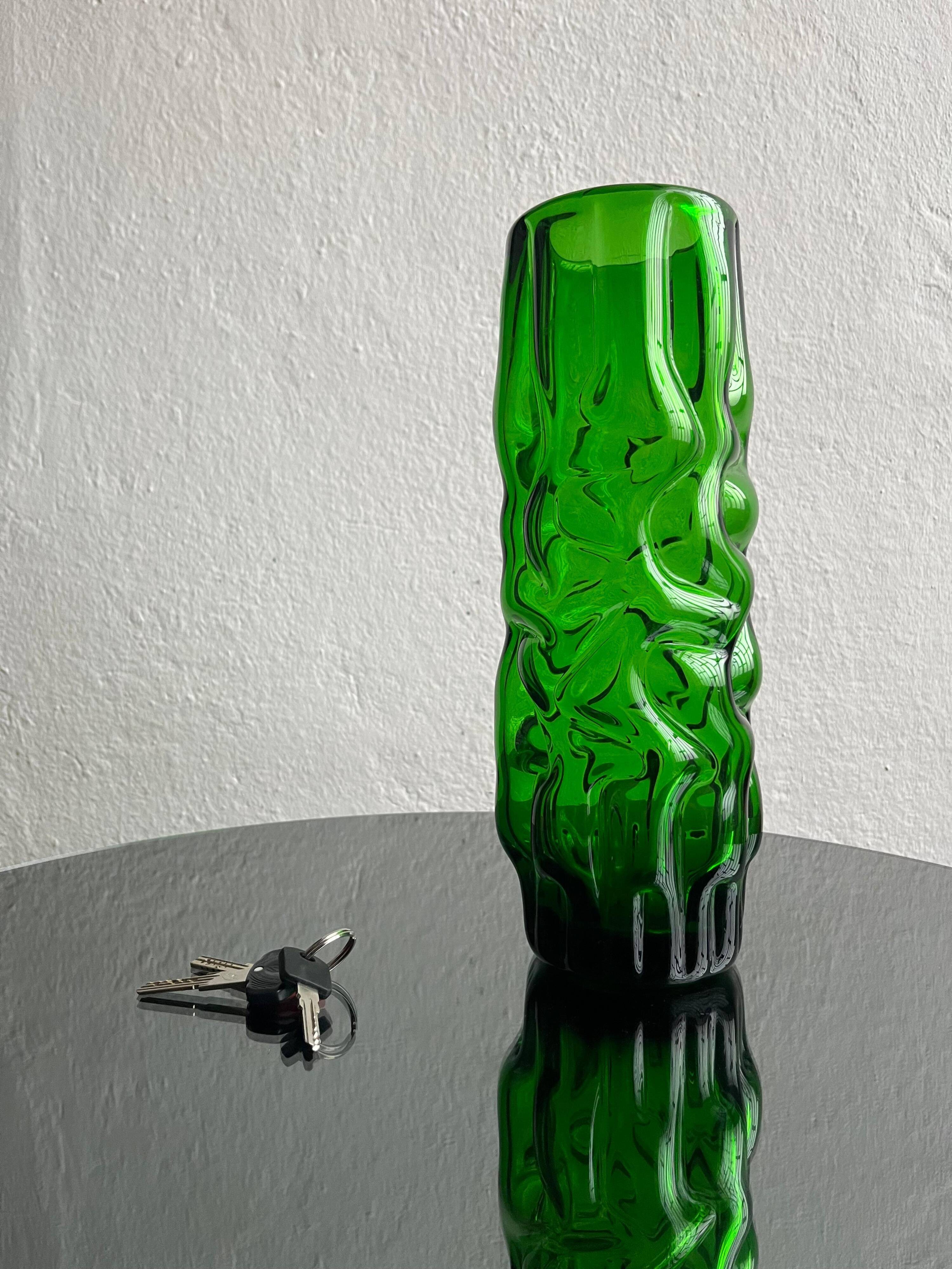 Vintage Murano vase , Emerald Green decorative made in Italy
