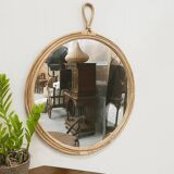 Round rattan mirror with ring