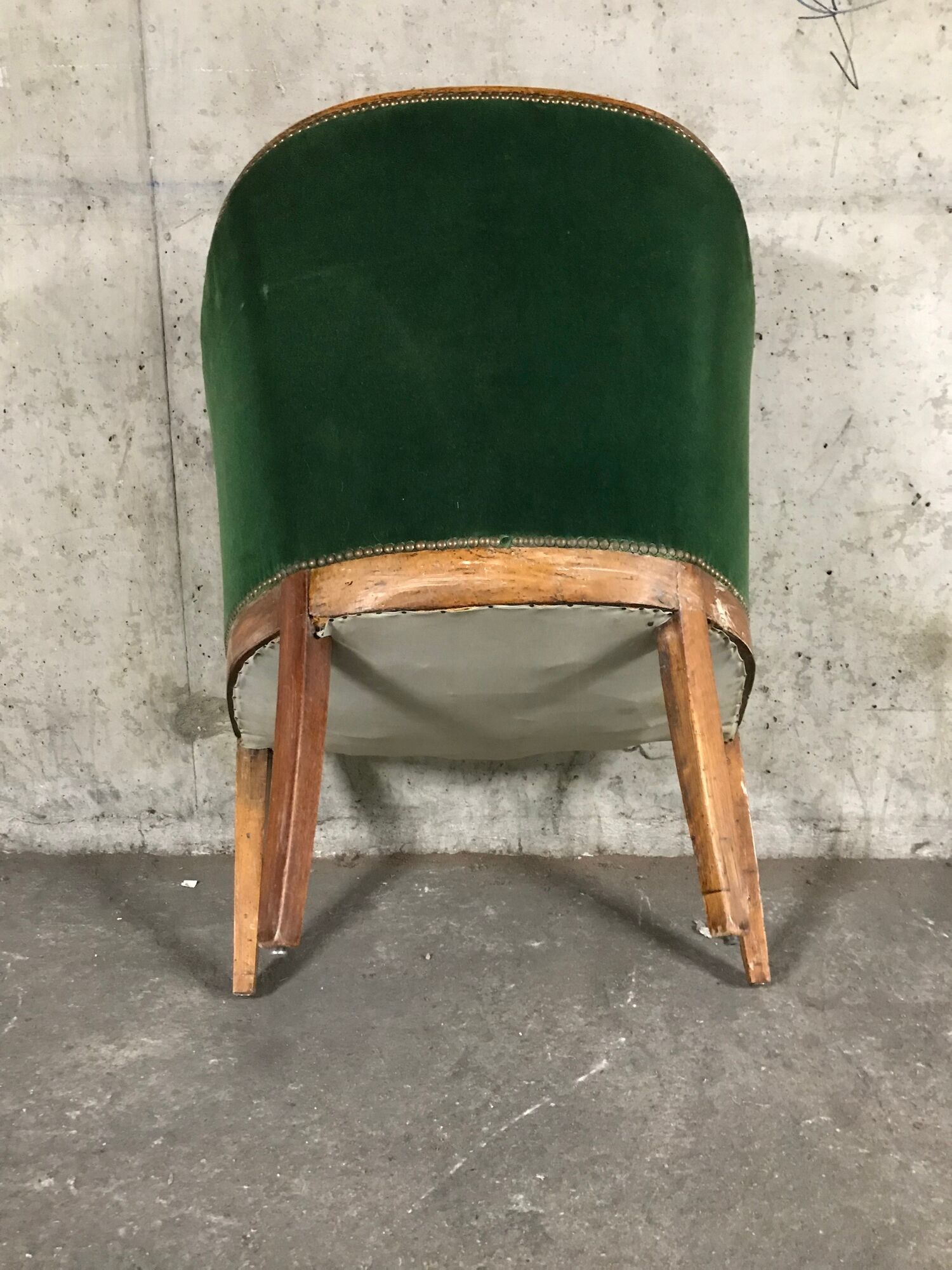 Office velvet green louis XVI bergere Chair