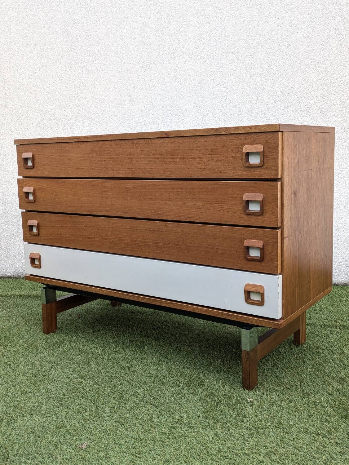 Commode scandinave vintage 1960 Teck & chrome