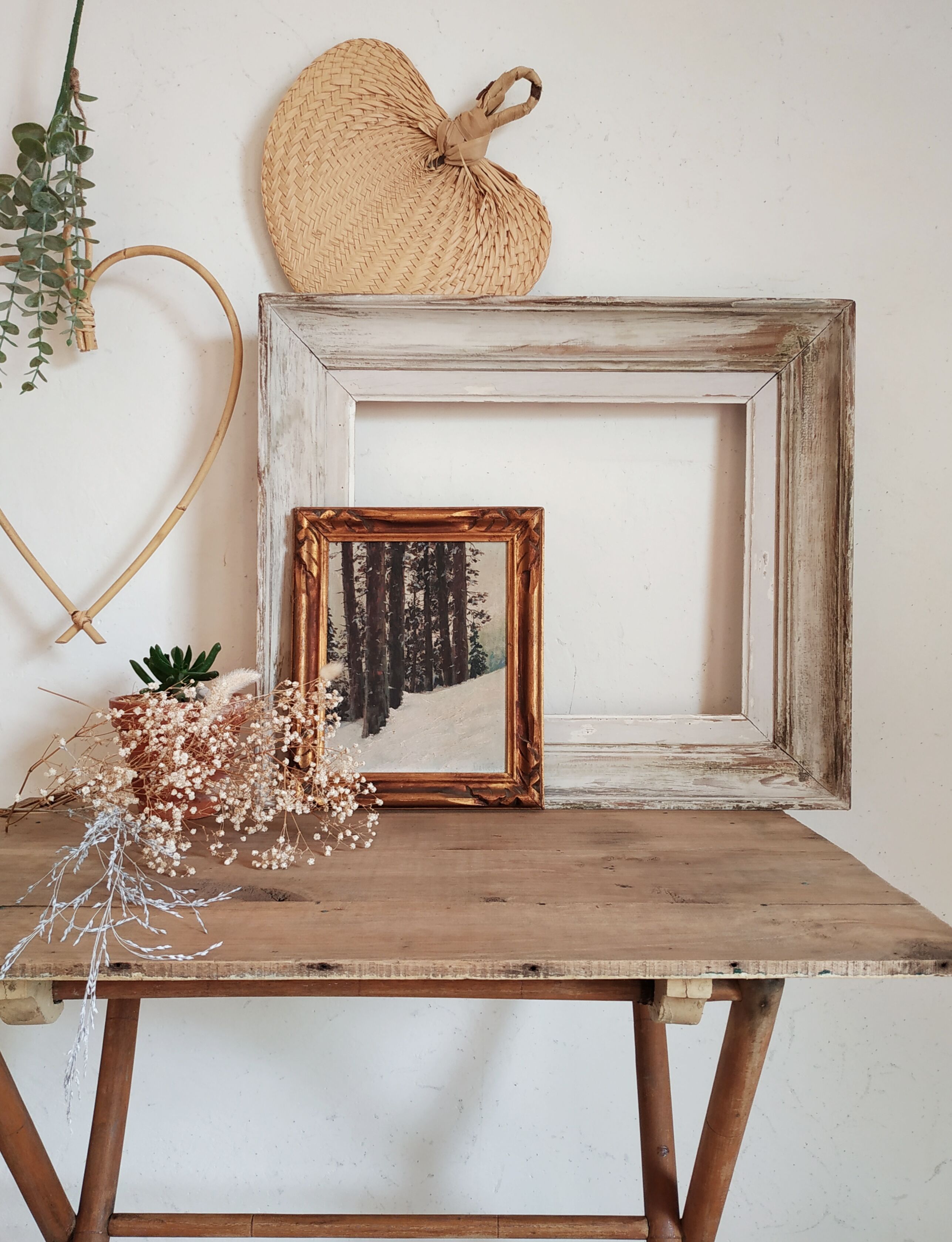 Old white patina frame