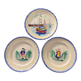 Quimper de Bretagne decorative plates with vintage characters