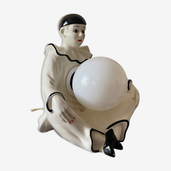 Pierrot lamp and its illuminating moon Vintage 1980