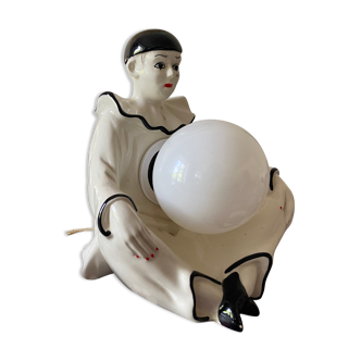 Pierrot lamp and its illuminating moon Vintage 1980