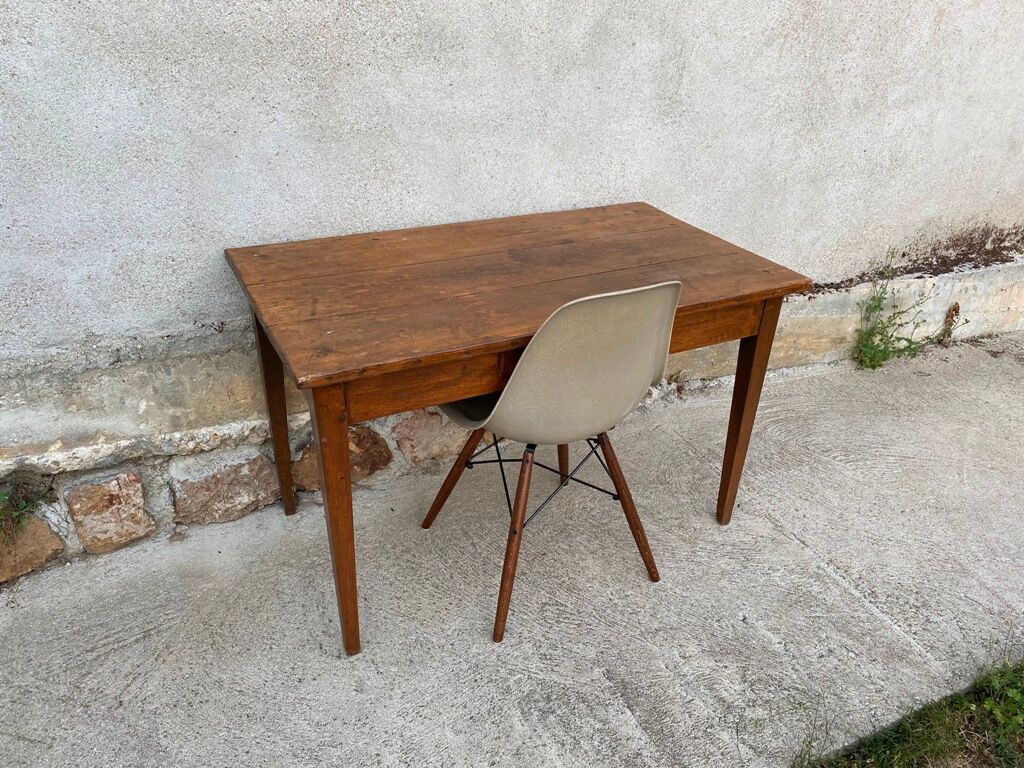 Table de ferme en bois massif avec 1 tiroir
