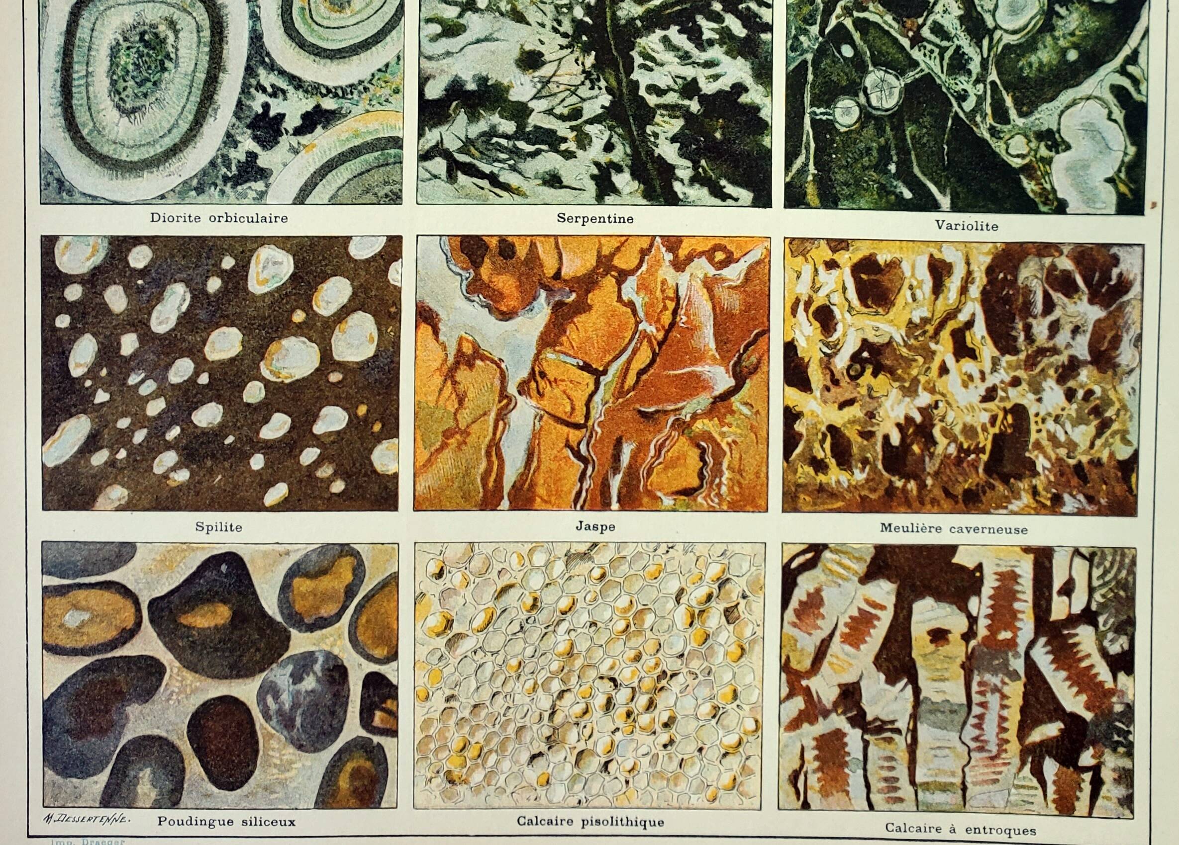 Old engraving 1898, Rocks, stone, ores • Lithograph, Original plate