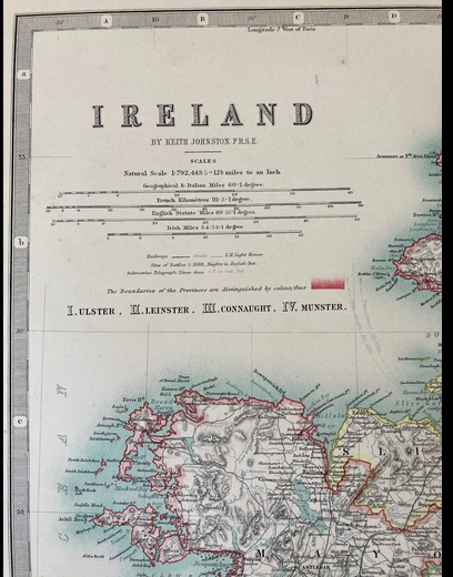 Carte ancienne : L'Irlande by Keith Johnston - XIXe