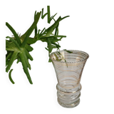 Flared glass vase with gold trim