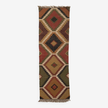 2 x 6 Ft-Jute\Wool Handwoven Kilim Runner,Home Decor,Bed Side Runner,Balcony,Indian Tradition Rug