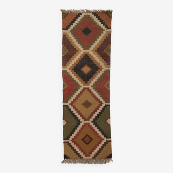 Tapis Kilim tissé à la main en jute et laine, 2 x 6 pieds, décoration intérieure, côté lit, balcon, tapis de tradition indienne