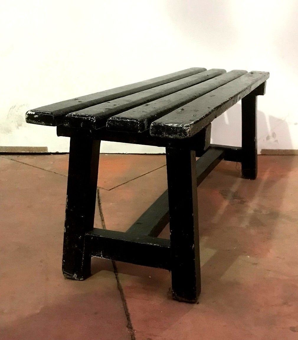 Patinated black minimalist bench