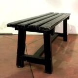 Patinated black minimalist bench
