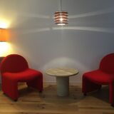 Scandinavian-style space age metal hanging lamp, red