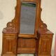 Walnut dressing table with mirror, storage and marble.