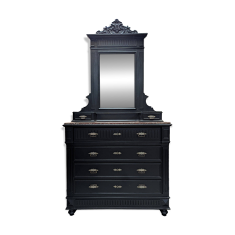 Chest of Drawers Dressing Table Psyche Mirror XIX 19th Shabby Patina