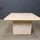 Vintage travertine and brass coffee table by Fedam, 1970s