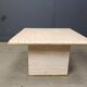 Table basse vintage en travertin et laiton par Fedam, années 1970