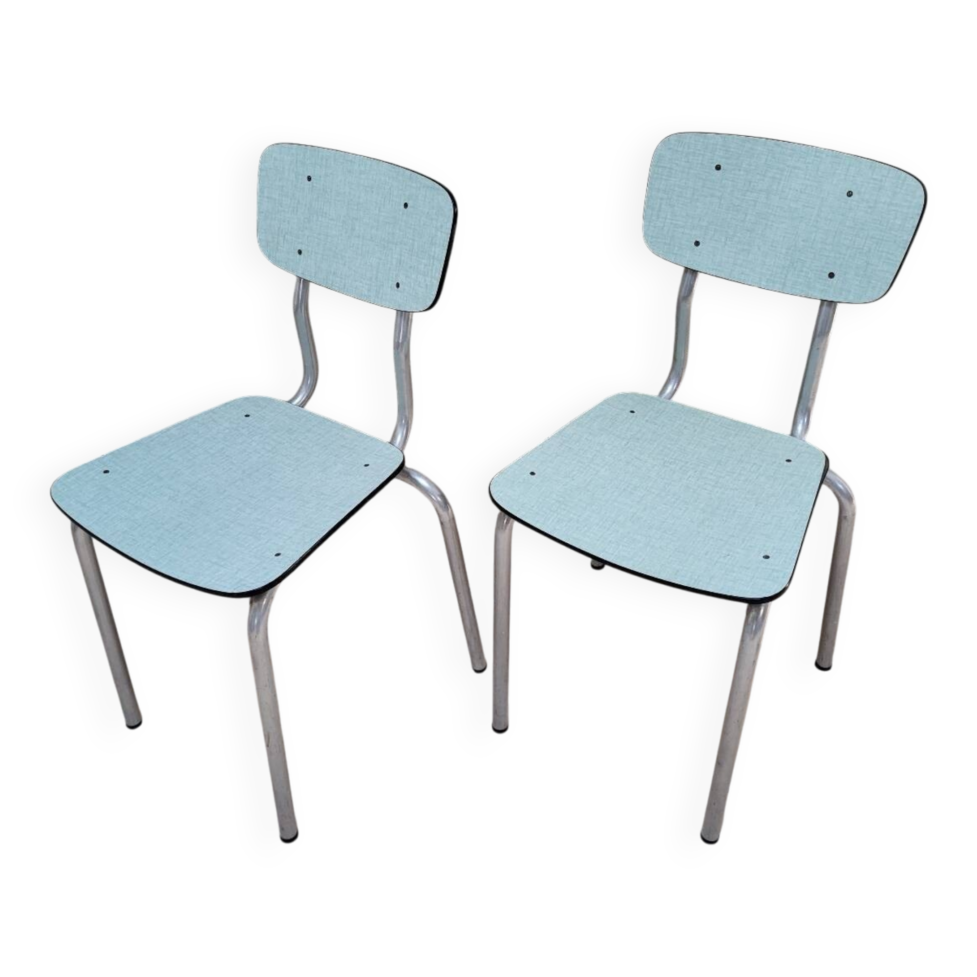 Pair of formica and aluminium chairs