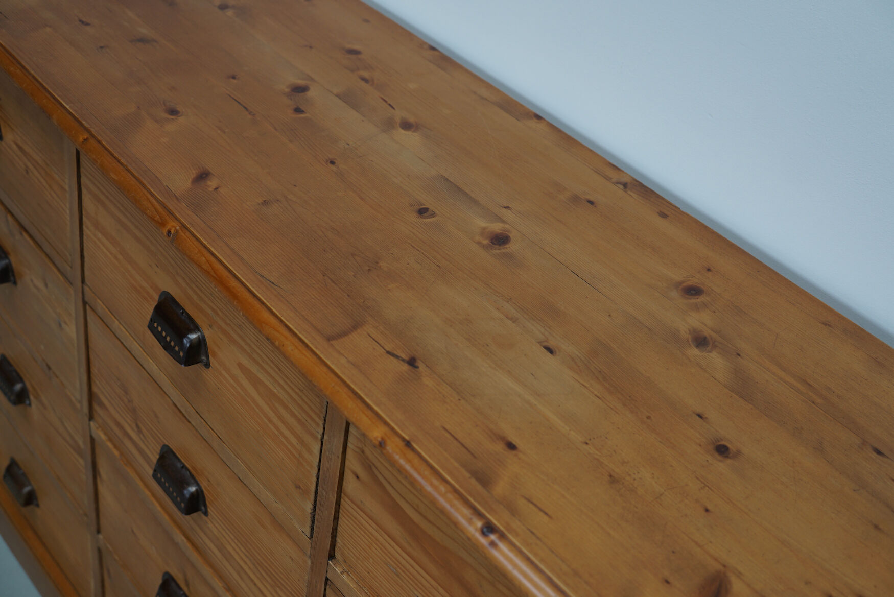 German Pine Apothecary Cabinet or Bank of Drawers, ca 1930s