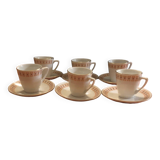 Set of 6 coffee cups with saucer from China.