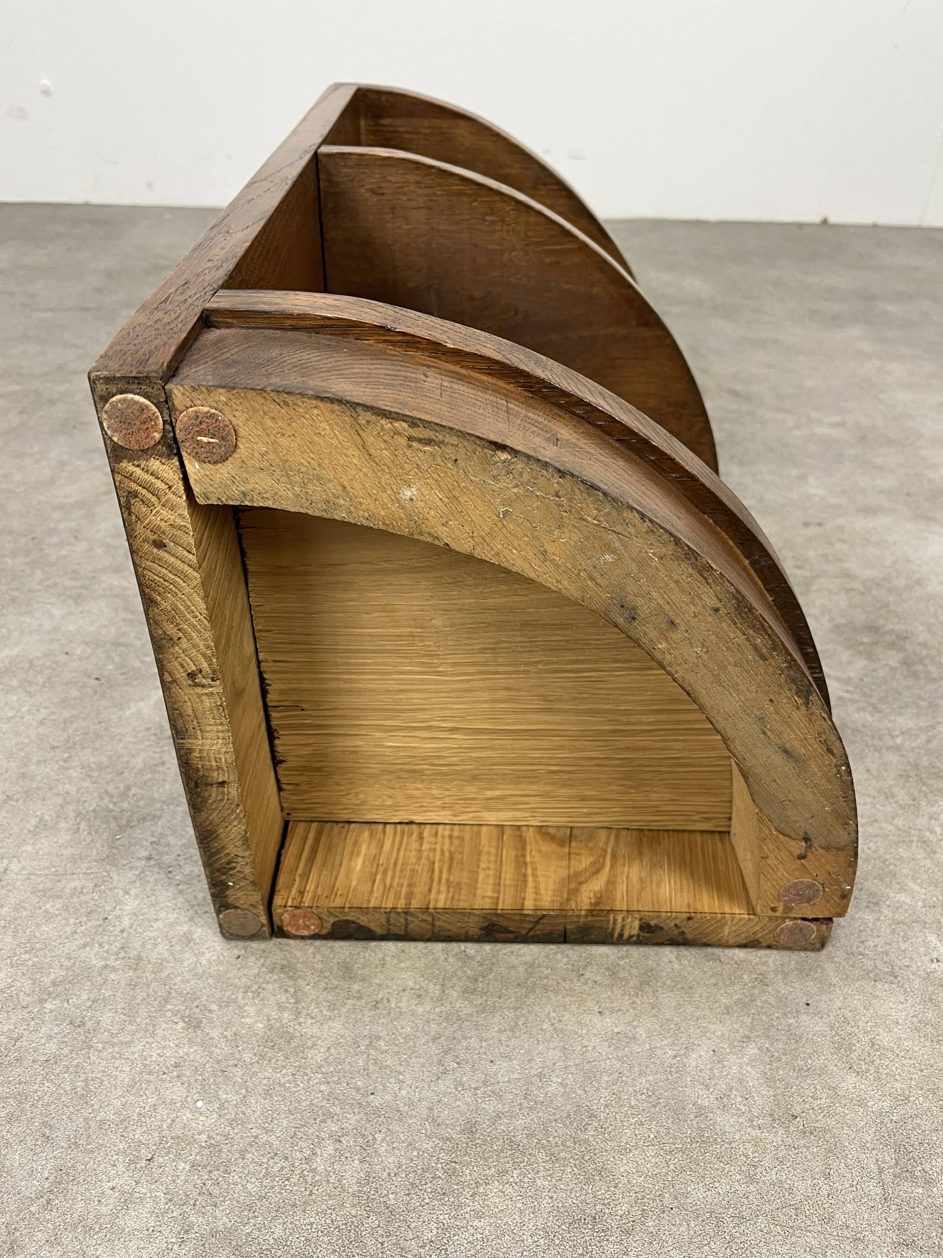 Art Deco corner unit in solid oak, corner cupboard