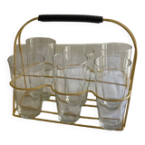 Scoubidou glass holder and its 6 glasses 1960