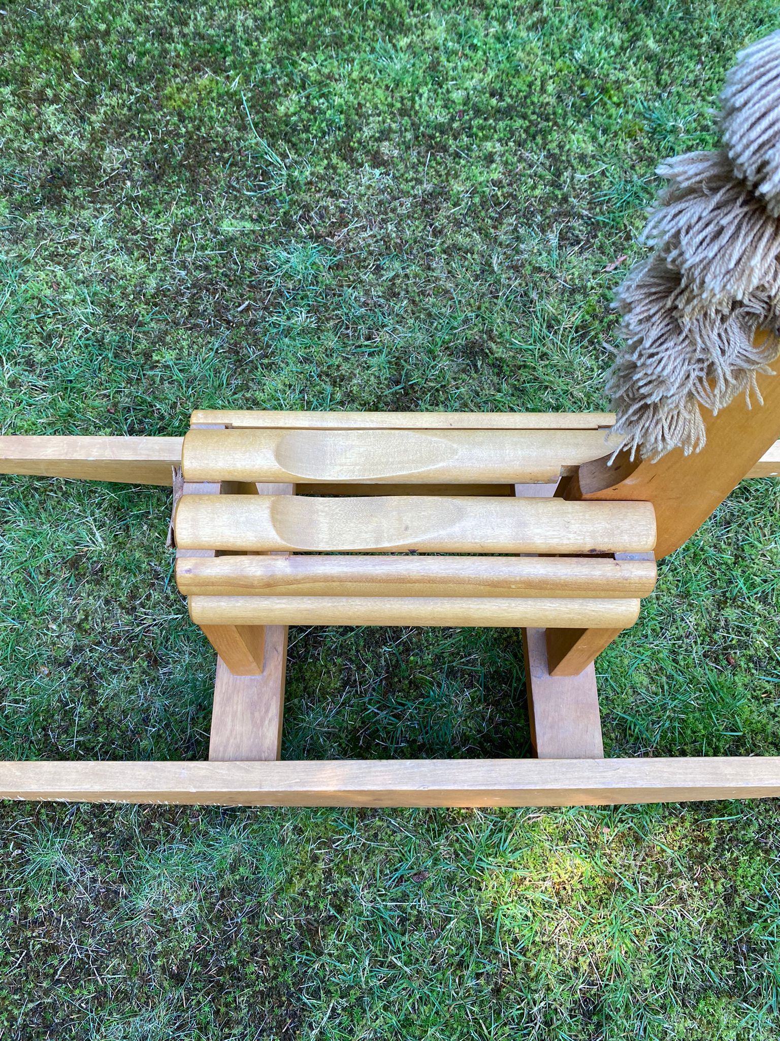 Vintage leather and pinewood rocking horse, giraffe, ca. 1970s