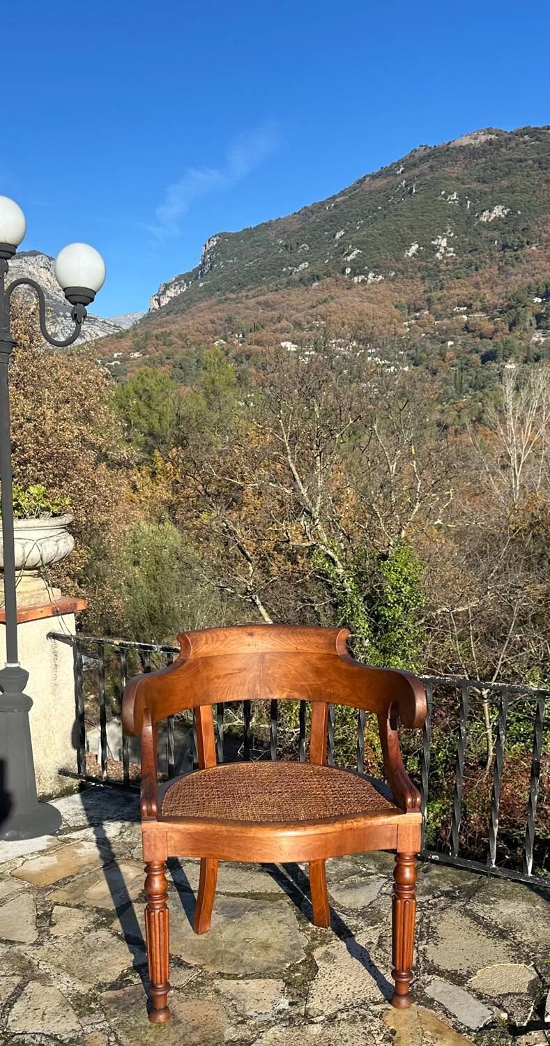 Elegant solid walnut office chair circa 1900.