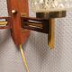 Danish double wall light in teak, brass and crystal glass.