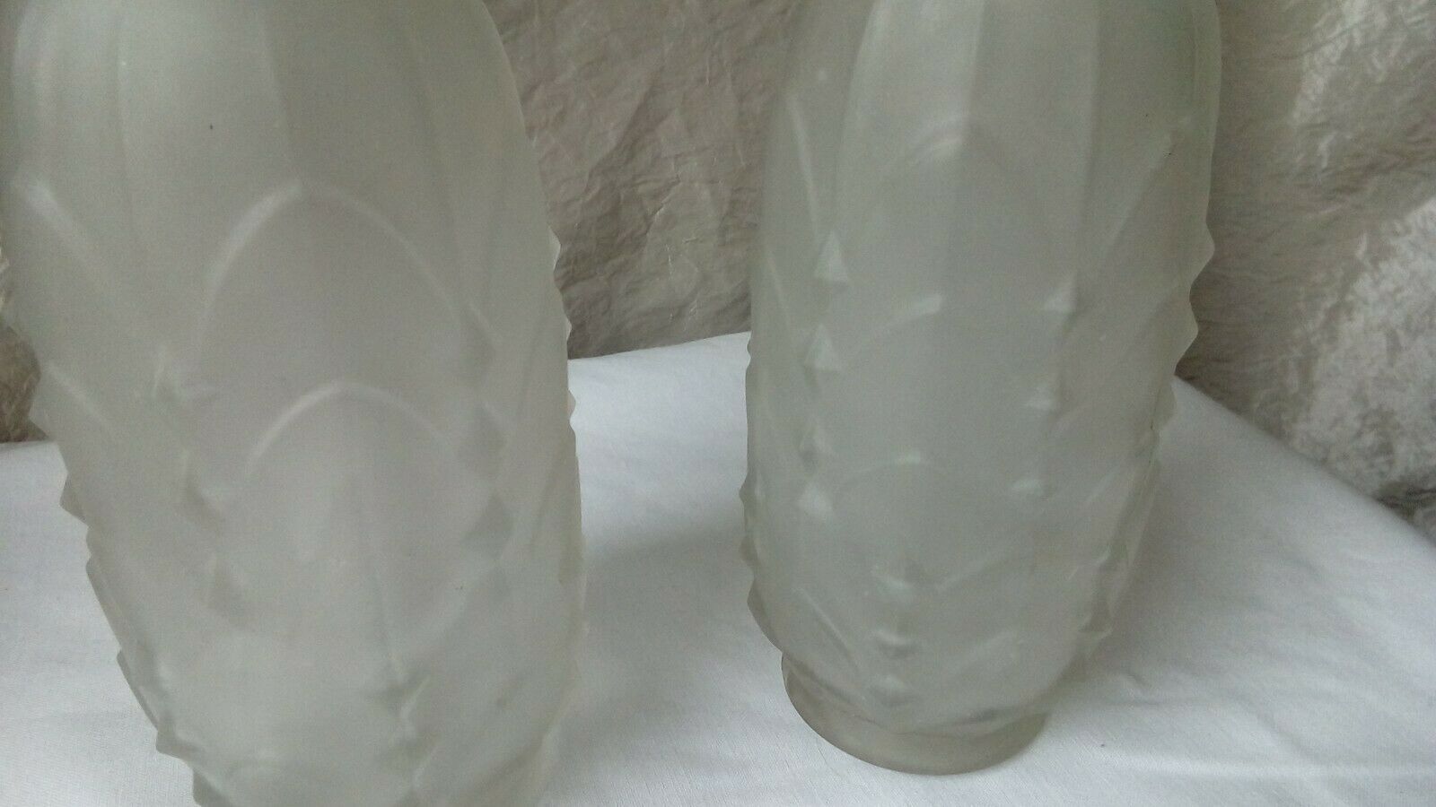 Pair of glass vases frost compress epoque art deco