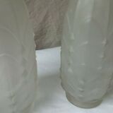 Pair of glass vases frost compress epoque art deco