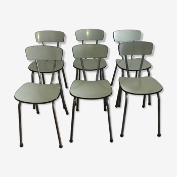 Lot de 6 chaises en formica vert menthe